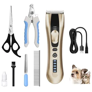 Fábrica Hot Sale Dog Cordless 3 em 1 Electric Pet Hair Clipper e Trimmer Clippers Bateria Barbeador & Lâminas recarregável 3 horas