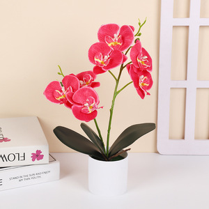 Orquídea Phalaenopsis Artificial Xiyin de 7 Flores en Maceta de Tela de Seda para Decoración del Hogar y Oficina - Product Image 4