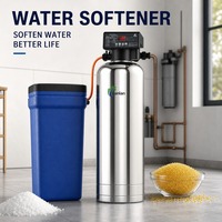 Système adoucisseur d'eau commercial à échange d'ions et à sel, en acier inoxydable, à débit élevé 3000 L/H, pour toute la maison