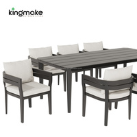 Ensemble de jardin moderne en aluminium, mobilier de salle à manger de patio durable, table et chaises de luxe pour l'extérieur, mobilier d'extérieur pour hôtel