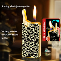 Briquet à allumage par éjection DEBANG de luxe en alliage gravé Dragon, deux méthodes d'allumage, rechargeable, cadeau personnalisé