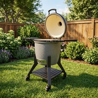 Barbecue Kamado en céramique moderne chinois de 22 pouces en forme d'œuf, pour l'extérieur, avec chariot en acier inoxydable pour plus de 5 personnes