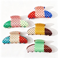Promo! Jepit Rambut Korea Tiga Warna Motif Polkadot PVC, Jepit Model Gigi Hiu Lucu untuk Wanita, Hiasan Rambut Sehari-hari