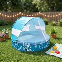 Aufblasbarer Gartenpool mit Sonnenschutz-Überdachung, Tragbarer Aufblasbarer Oberirdischer Schwimmpool für den Außenbereich