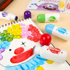 Maatwerk D006 Niet-Giftig 6 Kleuren Op Waterbasis Bingo Dot Markers Kids Painting Benodigdheden Fabriek Prijs Puntmarkers