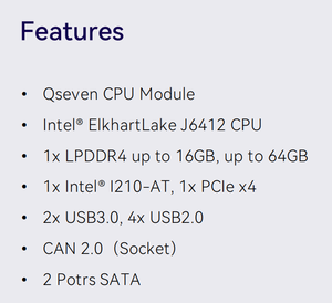 Intel J6412 QSEVEN โมดูล Elkhart Lake LPDDR4 16GB eMMC 64GB I210ที่ GbE LVDS <span class=keywords><strong>DDI</strong></span> CAN 2.0 USB 3.0 SATA PCIe COM โมดูล - Product Image 4