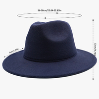 Vente en gros de chapeau Fedora tendance Chapeau de fête classique en coton et polyester à large bord plat Chapeau de cowboy occidental en feutre de laine de couleur unie OEM de 21