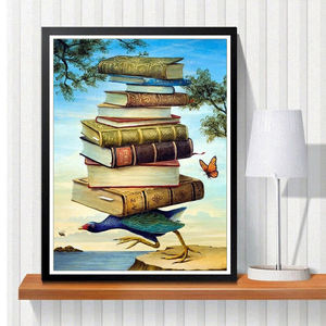 Peinture au diamant pleine perceuse 30x40 vieux livres et abeille oiseau photo bricolage AB perceuses diamant rond Art peinture décoration murale - Product Image 2