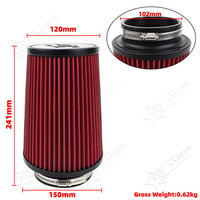Filtre à air sport conique universel JDM pour voiture, à haut débit, pour course, 102 mm, 76 mm, 3 pouces, pour KN