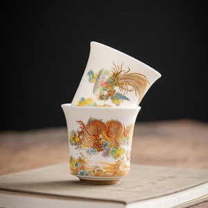Tasses à thé Dragon et Phénix en porcelaine, service à thé Kung Fu en céramique Dehua, tasse individuelle de maître, coffret cadeau - Product Image 3