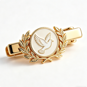 Pinza de Corbata de Metal Chapada en Oro con Diseño 3D en Relieve de Alas, Estrella y Laurel, Esmalte Duro, Accesorios de Vestir para Hombre - Product Image 5