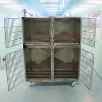CH Luxuriöse Moderne Tierkäfige/Katzenzuchtkäfige Einfache Hochbox 304 Edelstahl Faltbare Hundehütten mit Kunststoffwanne