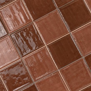 Set di 4 Piastrelle in Terracotta di Catania, Finitura Rustica Marrone Smaltata per Pareti e Pavimenti - Product Image 5