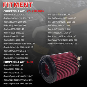 Filtre à air <span class=keywords><strong>de</strong></span> performance lavable E-2014 Remplacement pour Volkswagen Golf Audi A3 1.6L - Product Image 4