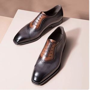 Chaussures en cuir Brokup pour hommes - Chaussures Oxford formelles à bout pointu de style anglais pour affaires et mariages, avec talonnette rehaussante, imperméables et antidérapantes - Product Image 1