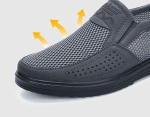 Zapatos casuales de hombre, tipo mocasines, transpirables, de malla, ligeros, antideslizantes, cómodos, con suela suave, color gris, para caminar. - Product Image 4