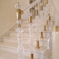 Pilier en plexiglas cristal pour escalier, lumière led SS 304, balustrade en acrylique transparent pour escalier