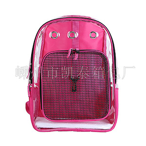 Pet bag, portable <b>backpack</b>, transparent solid color canvas bag, PVC <b>cat</b> bag, dog bag, car bag. - Product Image 3