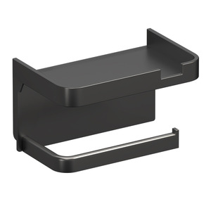 Porte-papier toilette mural Ouyuan, noir, rectangulaire, sans perçage, design moderne, étagère de rangement pour salle de bain - Product Image 5