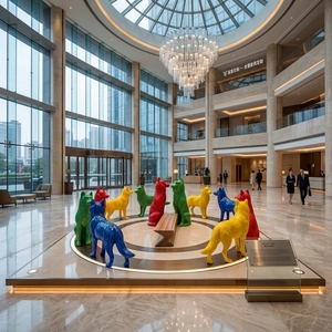 Estatua de Lobo Artística Moderna de Fibra de Vidrio, Escultura Gigante de Mascota de FRP para Decoración Artística de Escaparates Comerciales de Alta Gama - Product Image 6