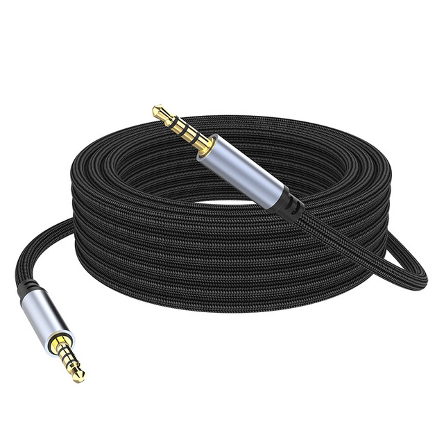Nylon Braid Gold Plated 3.5 mm Male to Male Audio Aux Cable, 3.5mm Male Jack Car Home Stereo Speaker Headphones