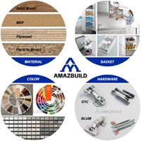 AMAZBUILD Armários de Cozinha de Vidro Modernos e Minimalistas Personalizados Ecológicos com Dobradiça Oculta Acabamento em Madeira Cinza Fosco Bicolor