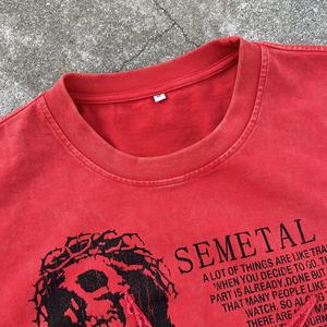 เสื้อยืดผู้ชายทรงโอเวอร์ไซส์ ผ้าคอตตอน 100% ปักขอบดิบ พิมพ์ลาย คอกลม ผ้าหนา ซักแล้ว รับผลิตตามสั่ง ขายส่ง - Product Image 3