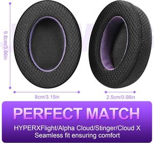 Jomwag Bantalan Telinga Pengganti Berbahan Jaring Bernapas untuk Kingston Flight/Alpha/Cloud/Stinger/Cloud X Hitam/Ungu Buatan Cina Non-Privat - Product Image 4