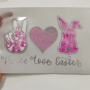 Conejo de pascua personalizado, adorno de diamantes de imitación, transferencia de cristal