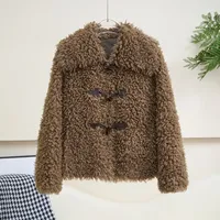 Abrigo de Piel de Oveja Genuina de Lujo para Mujer, Invierno 2026, Chaqueta con Cuello de Borrego JT637