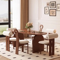 Ensemble de table et chaises de salle à manger ovales en bois massif, style moderne et luxueux du milieu du siècle, 4 à 6 places, meubles rustiques pour cuisine et salle à manger, designs complets