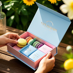 Custom Logo Eco-friendly Magnetic Closure Recycled Materials Luxury Rigid Gift <b>Box</b> for Macaron Cookie Pastry Donut Candy - Product Image 1