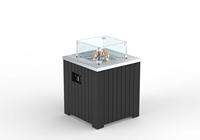 Table de foyer d'extérieur/cheminée d'intérieur carrée de 21 pouces, durable et élégante, en aluminium, au propane, écologique, avec revêtement en poudre, pour usage domestique