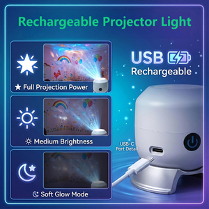 Projecteur d'ondes océaniques rotatif à luminosité réglable, <span class=keywords><strong>veilleuse</strong></span> <span class=keywords><strong>rechargeable</strong></span> par USB, lumière d'ambiance pour les fêtes de fin d'année et Noël - Product Image 4