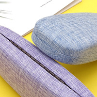 Boîte à lunettes en lin multicolore en gros, style frais, étui rigide de protection pour lunettes, emballage personnalisé de marque
