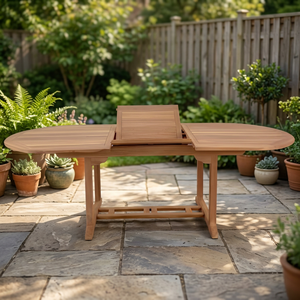 Outdoor Portable <b>Extendable</b> Durable Solid Teak Wood Oval Dining <b>Table</b> Waterproof Eco-Friendly Modern Design for Garden Patio - Product Image 4
