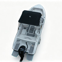 Bateau en fibre de verre Hull White up Blue Down pour 8 personnes, moteur hors-bord, avec bimini top et évier, bateau de sport familial pour la pêche et les fêtes