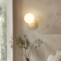 Lampe murale LED en travertin jaune Wabi Sabi japonais pour chambre à coucher, lumière blanche chaude pour l'éclairage des couloirs