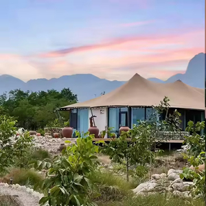 Tenda Glamping di Lusso 3 Camere 1 Soggiorno Cucina Interna Bagno Impermeabile 4 Stagioni per Safari Resort Campeggio - Product Image 5