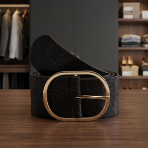 Ceinture en cuir de vachette véritable texturé noir pour jeunes hommes, style business décontracté, boucle à ardillon en cuivre, largeur 35 mm, réversible, écologique - Product Image 4