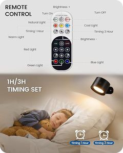 Trong Nhà 5W dẫn đèn tường 360 độ xoay nam châm cố định nhà khách sạn Đèn treo phòng ngủ có thể sạc lại dẫn ánh sáng tường điều khiển từ xa - Product Image 4