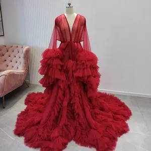 Mang Thai Áo Choàng Đi Ngủ Áo Choàng Cho Trang Phục Sân khấu Phụ Nữ Của Mỹ Phong Cách Áo Choàng Vải Tuyn 100% Polyester Cô Dâu Ngủ