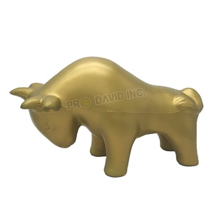 Golden Bull Shape Stress Relief Toy Anti-Stress Squishy <b>Ball</b> Unisex PU Foam with Custom Logo Printing - Product Image 1