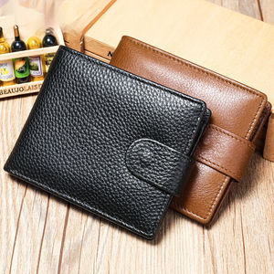 Nueva Cartera de Cuero Vacuno Corta para Hombre con Cierre de Cremallera, Plegable, de Lujo, Ligera y Moderna, con Monedero - Product Image 2