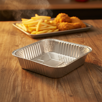 Conteneur alimentaire carré jetable en aluminium avec couvercle PET, qualité alimentaire, capacité 1300 ml, vente en gros pour le stockage des aliments, directement de l'usine