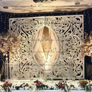 Conjunto de Paneles de Fondo para Boda India Grand Royal, Tallados a Mano, Tradicionales, con Diseño Jali, Fondo de Escenario de Lujo para Exportación - Product Image 2