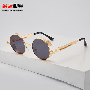 Lunettes de soleil rondes Leguan, monture dorée, protection UV400, unisexe, mode, utilisation en extérieur - Product Image 1