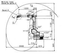 Brazo Robótico Kawasaki KF264 de 6 Ejes con PLC, Carga Útil de 12 kg, Alcance de Trabajo de 2668 mm, Robot a Prueba de Explosiones para Pintura/Manipulación