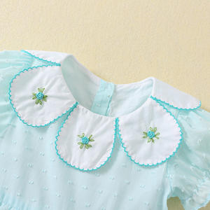 Sommerliches Mädchenkleid mit Spitzenmuster, lässigem, süßem Blütenblattkragen, Prinzessinnenkleid für Babys, Baumwolle, A-Linien-Silhouette, Kinderkleid - Product Image 5