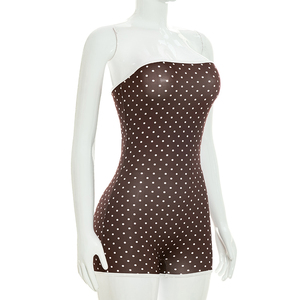 Viviblook D26RP192 Mono Sexy sin Mangas para Mujer, Estampado de Puntos, Color Contrastante, sin Tirantes, de una Pieza - Product Image 3